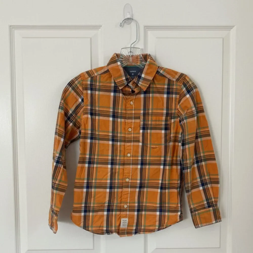 Carter’s boy, size 8‎ cotton machine, washable button down collared plaid shirt
